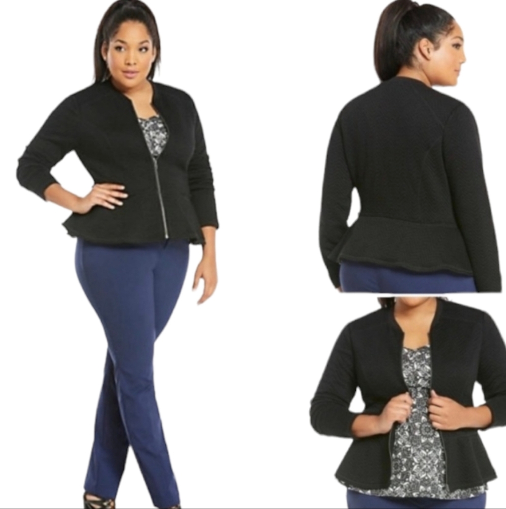 Torrid black knit zip front peplum jacket. Sz 4X